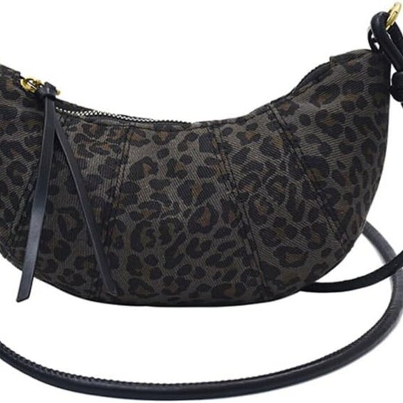 Leopard Print Crescent Bag for Women Cheetah Print Hobo Crescent Crossbody Bag C - Picture 1 of 6